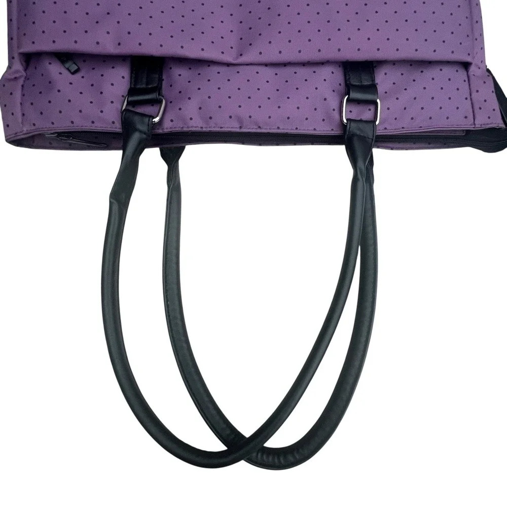 DTBG Laptop Computer Shoulder Bag Purse W/ Handles Purple Polka Dots